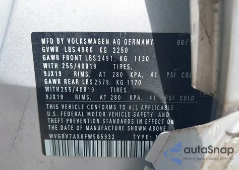2015 Volkswagen Tiguan R-Line from USA, damaged, VIN WVGBV7AX8FW505932